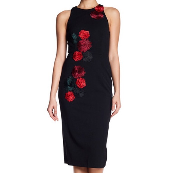Betsey Johnson Dresses & Skirts - Betsey Johnson Floral Appliqué Scuba Crepe Dress